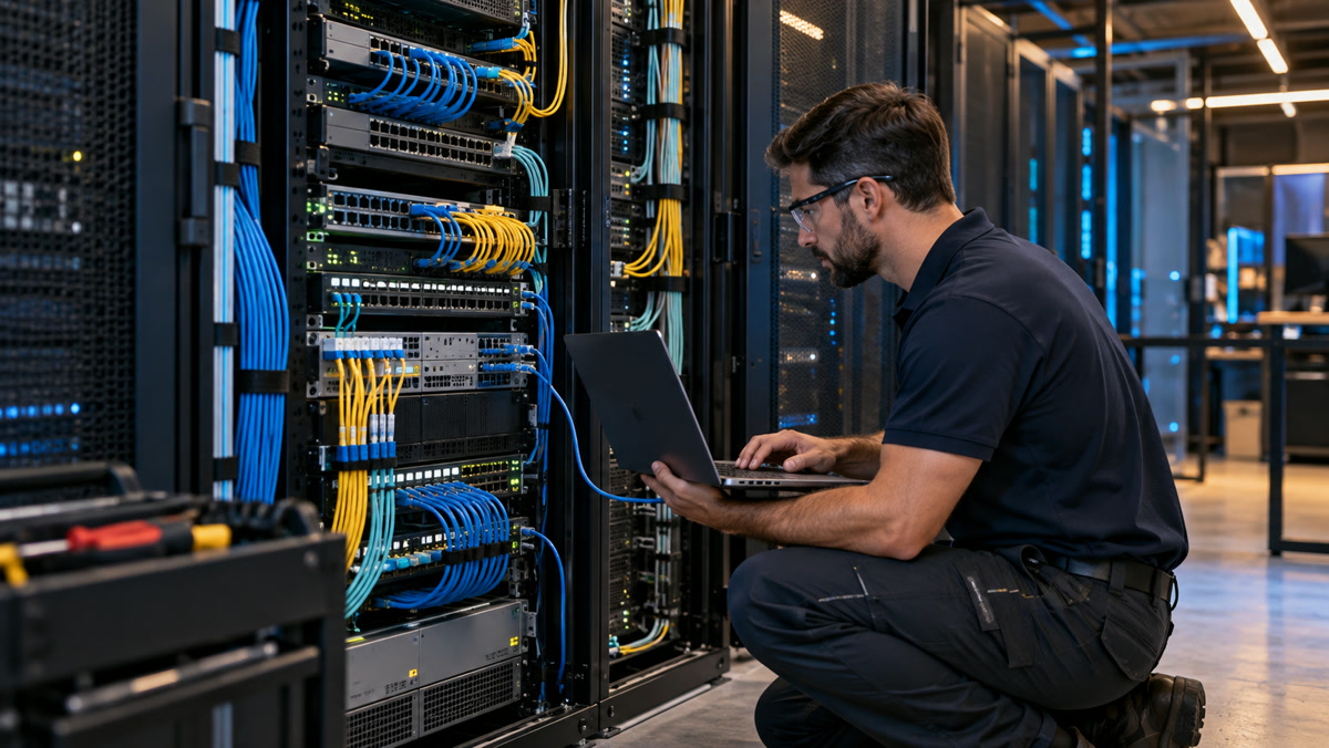 Network engineer commissioning enterprise switches