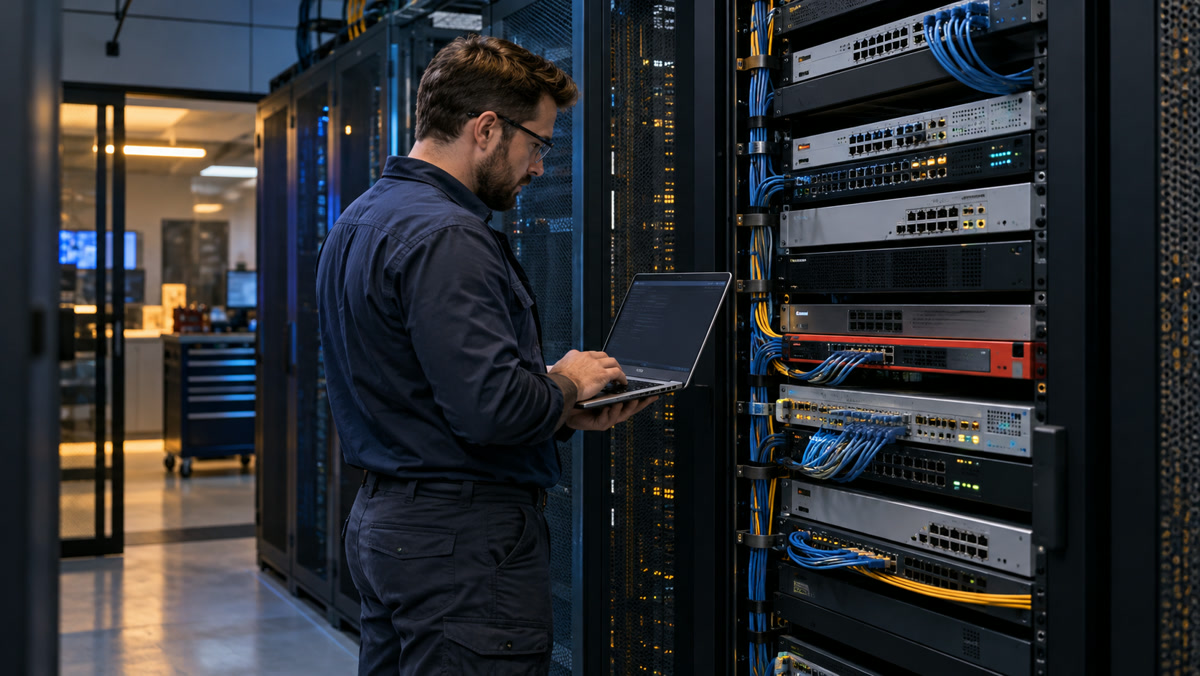 Engineer configuring network security appliances